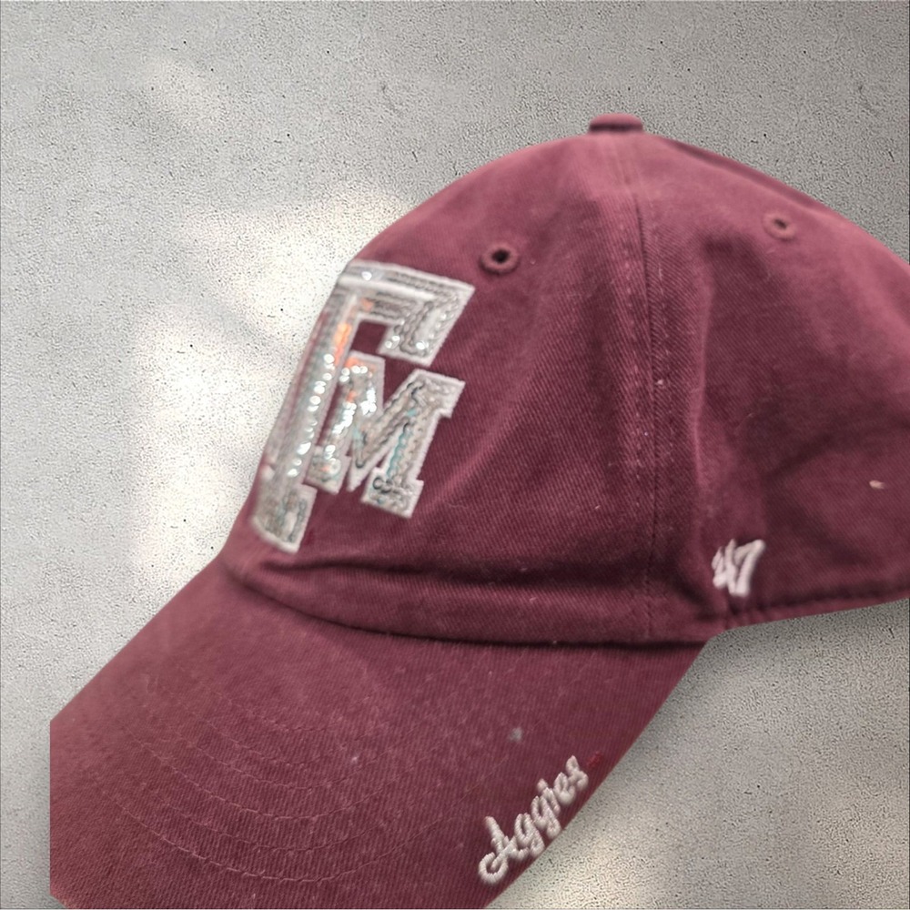 Texas A&M Aggies Hat Cap Strap Back 47 Brand Maroon Sequin Logo Womens Adj - Picture 6 of 8
